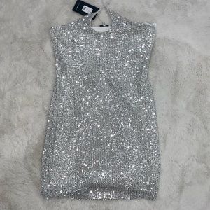 Silver sequin dress